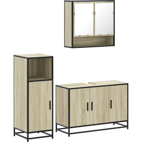 Maison Exclusive - 3-tlg. Badmöbel-Set Sonoma-Eiche Holzwerkstoff