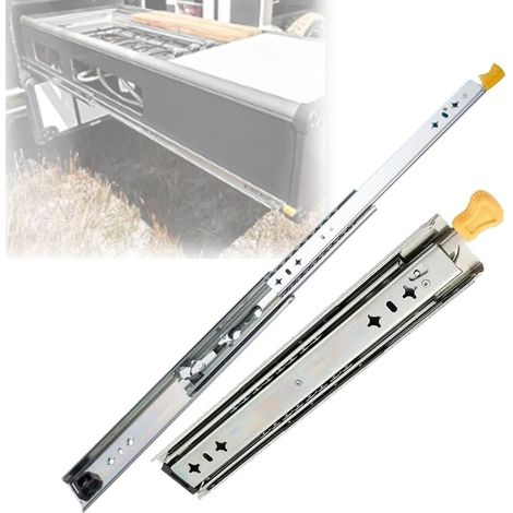 Glissières de tiroir à fermeture douce 2", avec verrou, 1 paire rails (1/5)