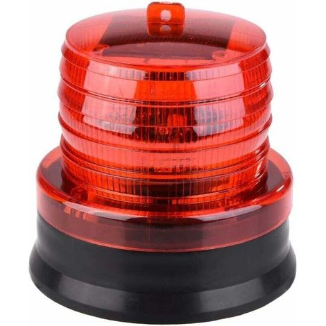 Emergency Solar Flashing Warning Light, Magnetic LED Rotating Beacon, Safety Warning Light for Cars, Roadblocks, and Flashlights (Red) (1/5)