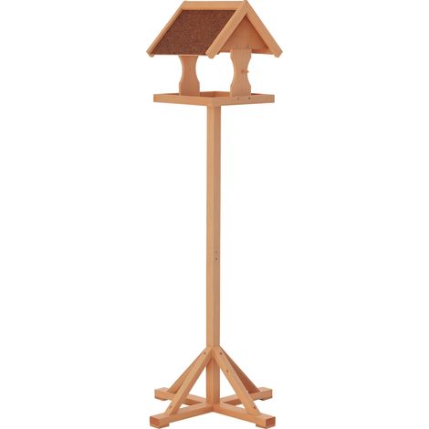 PawHut Wooden Bird Table Wild Bird Feeding Station Freestanding Feeder for Garden Outdoor 55 x 55 x 144cm