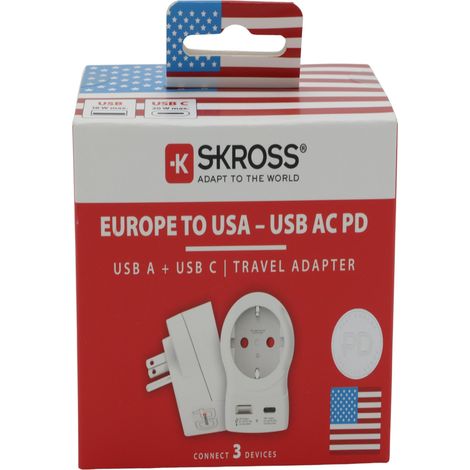 Adaptador de viaje Skross ac20pd doble USB potencia 4000W