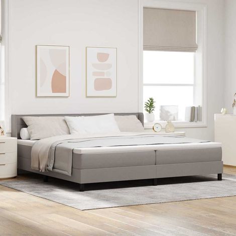 vidaXL Cama tipo Box Spring con cabecera Taupé 200 x 200 cm tela (1/5)