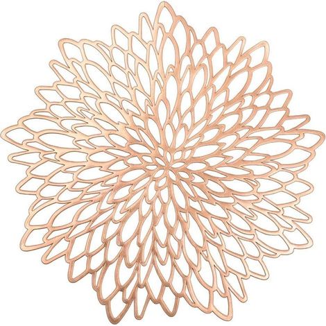 Set de Table Rond évidé, 6 pièces Set de Table Rose doré métallisé Set de Table antidérapant Tapis de Protection (Rose doré)-Fei Yu (1/5)