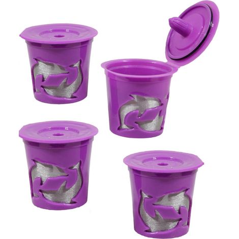 Juego de 4 filtros de café, malla de acero inoxidable, plástico sin BPA, compatibles con Keurig 10 y 20. (1/5)