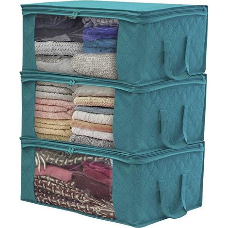 Sac de rangement pliable en tissu non tissé pour couette et vêtements (1/2)