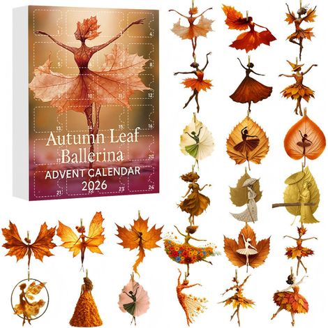 Calendrier de l’Avent 2026 GJ566-001-26, 24 ornements acryliques fille feuille d’érable danseuse ballet, pendentifs sapin, coffret surprise cadeau Noël (1/5)