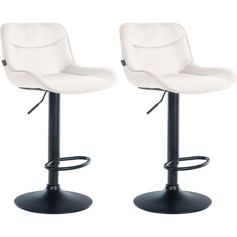 Set di 2 sgabelli da bar girevoli dalla forma ergonomica con cuciture decorative in velluto crema e struttura in metallo nero 100006036