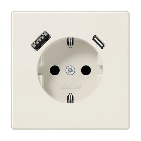 Jung Presa SCHUKO®, 16 A 250 V , con caricatore USB, 1 x tipo A + 1 x tipo C, SAFETY+, Serie LS, bianco LS 1520-15 CA