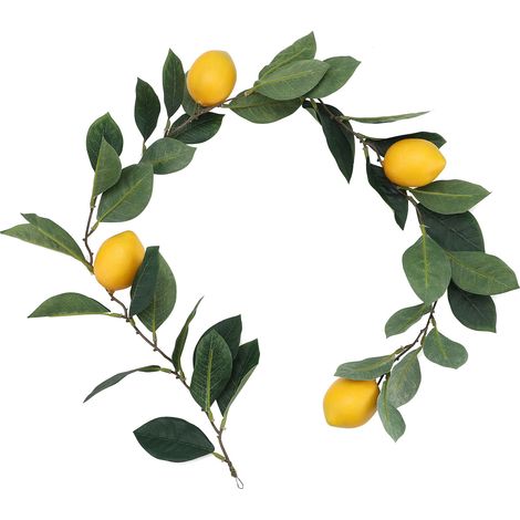 Guirlande de citronniers artificiels à feuilles vertes, 100 cm, avec ficelle de suspension pour la décoration intérieure. (1/5)