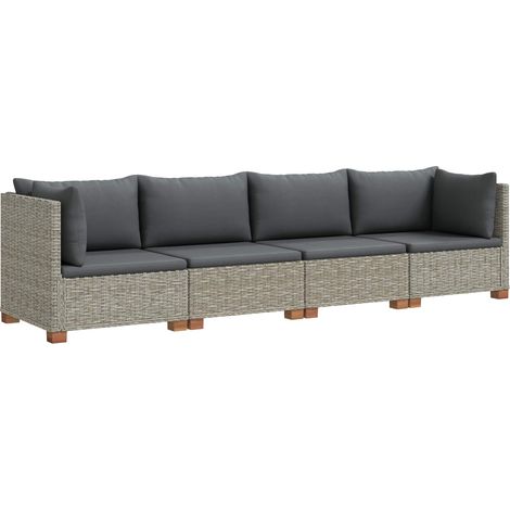 4 pz Set Lounge in Rattan con Cuscini GENDT Rattan naturale vidaXL (1/5)