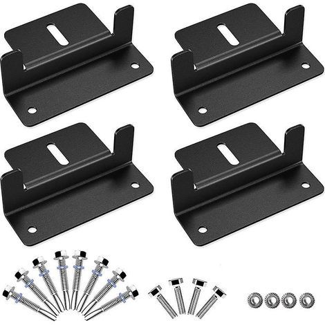 lot De 4 Noir Supports En Z Pour Panneau Solaire Pour Montage Sur Toit De Panneau Solaire Avec Crous Et Boulons Pour Camping-car, Bateau, Toit, Mu (1/4)
