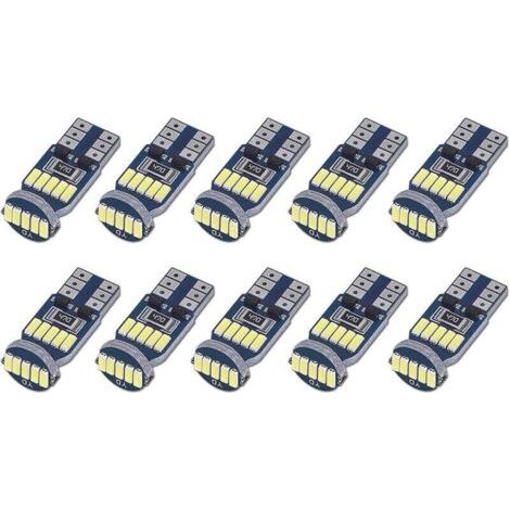 Paquete de 10 bombillas LED T10 W5W Canbus sin errores, 15 bombillas LED SMD 4014 para coche, 194 168 2825 blancas 6000K para iluminación interior, iluminación del maletero, luces de matrícula, luces 