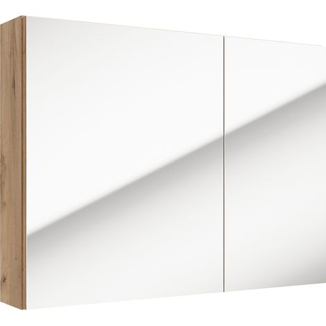 Spiegelschrank 80 cm 2 Türen LUCCA-107 in Eiche Nb., B/H/T: ca. 80/60/15 cm (1/3)