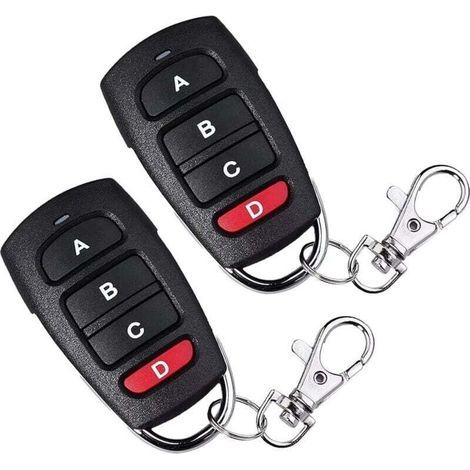 Télécommande de porte de garage 433 MHz, lot de 2, duplicateur de porte de garage, télécommande 4 boutons, télécommande universelle sans fil, compatible avec plusieurs appareils-Crezuo-Chrom (1/4)