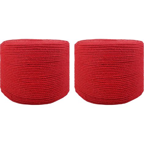 vidaXL Rope 2 pcs Red Cotton