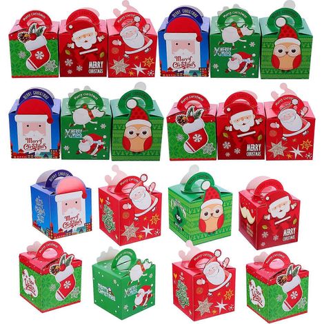 20 boîtes cadeaux de Noël, boîtes de rangement créatives en papier.-13x9.5x9.5cm