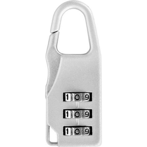 1 mini cadenas à combinaison, cadenas à combinaison réinitialisable, cadenas à combinaison à 3 chiffres pour bagages, argent (1/5)