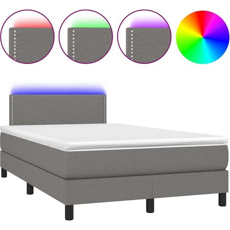 Maison Exclusive - Cama box spring con colchón y LED tela gris os (1/5)