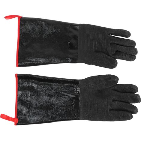 Gants de BBQ résistants à 500°C, imperméables et anti-acides pour jardin, noir 17 pouces (1/5)
