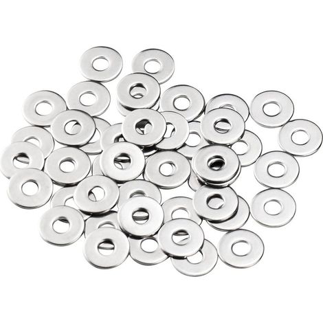 M6 Metal Washers, 50pcs Flat Washers, M6 x 18mm Stainless Steel Washer, DIN9021/ISO7093 304 Stainless Steel Washer, Penny Washers for Screws and Nuts (1/3)