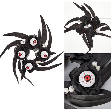 Halloween-Kranz – Künstliche schwarze Zweige – Für den Innen- und Außenbereich – 17 cm – 1 Stück (1/4)