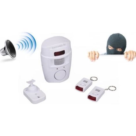 Alarme Sans Fil - Sirène 105 Db - Détection Mouvement - Télécommande Infrarouge - Pour Intérieur Maison Appartement - 1 Pièce
