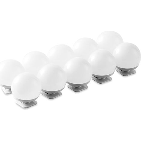 Guirlande lumineuse maquillage USB pour miroir, 3 températures de couleur, éclairage complémentaire réglable, 6/8/10/12 ampoules 45x45x49mm, fil 2m