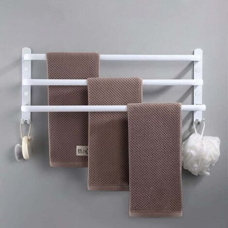 Porte-serviettes mural pour salle de bain, blanc, 5021,515cm, une pièce, barre porte-serviettes en aluminium, trois niveaux. (1/5)
