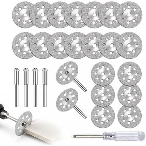 20Pcs Mini Disques Diamant à Tronçonner 22mm avec 3mm Mandrins (1/5)