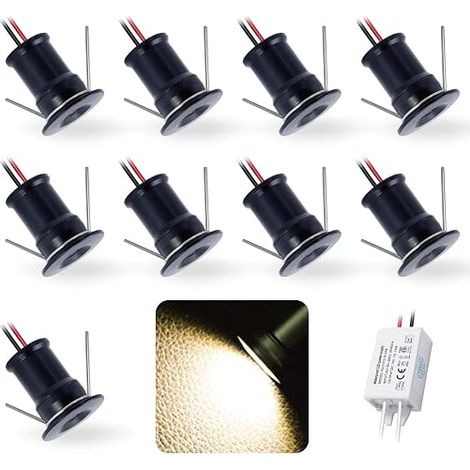 Mini Spot LED Encastrable 12V 1W Ø15-18mm Noir 3000K 120° (1/5)