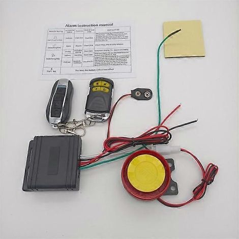 Sistema de alarma de seguridad con sirena de alta potencia de 12 V para automóviles, sistema de alarma para motocicletas, control remoto, protección antirrobo para motocicletas Altavoces Syste (1/5)