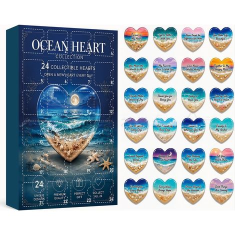 New Ocean Heart Christmas Tree Decoration Acrylic Pendant Countdown Calendar Blind Box 5 -