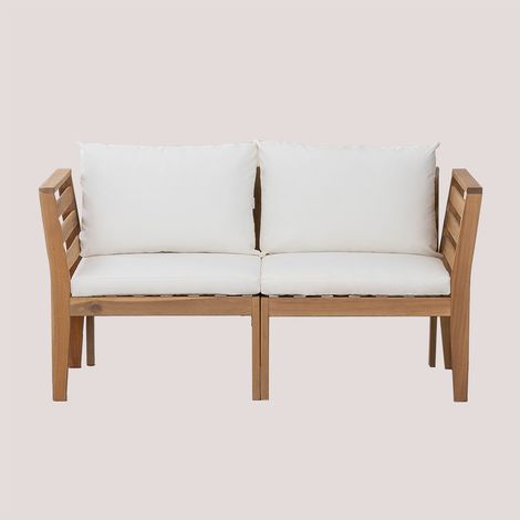 Canapé de jardin modulable 2 pièces Filips avec accoudoirs en bois d'acacia SKLUM Blanc Gardenia (1/5)