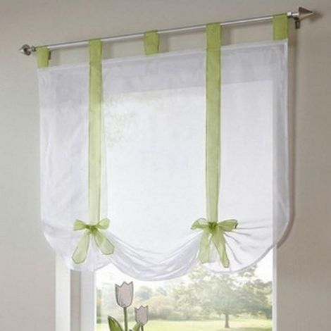1 pièce Romain Rideau Adorable Nœud Assis Chambre Style en Voile brodé fenêtre - Vert - 140cmx140cm-