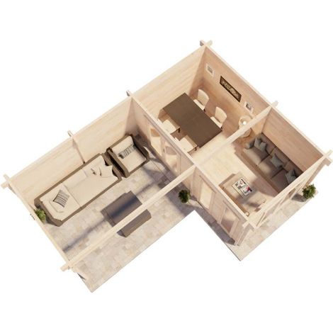 Alpholz Flachdach Gartenhaus Modell Quinta ISO Gartenhaus aus Holz, Holzhaus mit 70 mm Wandstärke inklusive Schleppdach Blockbohlenhaus (1/4)