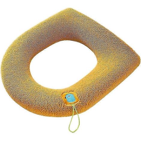 Housse de siège de toilette plus épaisse, amovible et lavable, avec couvercle de bidet intégré pour salle de bain et toilettes.-Yellow