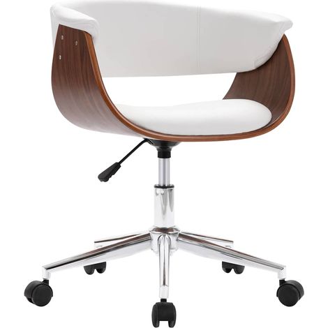 Maison Exclusive - Chaise pivotante à manger Blanc Bois courbé et similicuir (1/5)