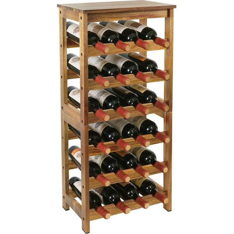 Weinregal aus Akazienholz, bietet Platz für 24 Flaschen