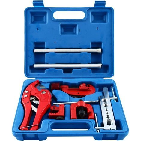 Outil d'évasement de tuyau de frein - Outil de sertissage de tuyau de climatisation - 3-42 mm - Coupe-tube en PVC - Coupe-tube en cuivre - 6-12 mm - Pour réparation de conduites de frein de (1/4)