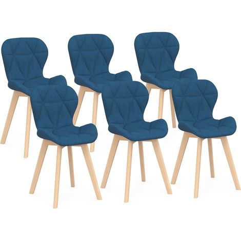 6er-Set Esszimmerstühle ROBINE aus duckblauem Stoff (1/5)
