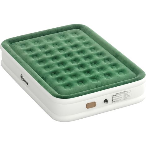 Outsunny Inflatable Mattress, Double Air Bed with Built-in Pump, Dark Green
