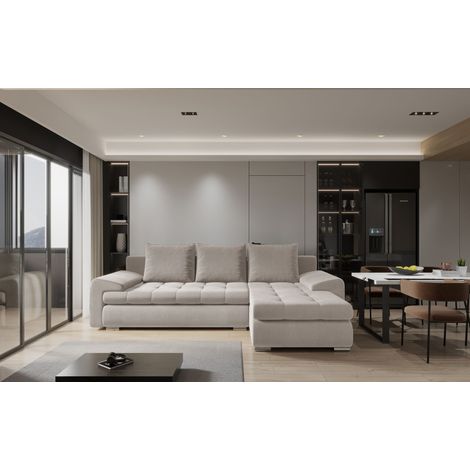 Kaiser Möbel Elegantes und modernes Ecksofa TOMI Castel KaltesBeige Rechts (1/4)