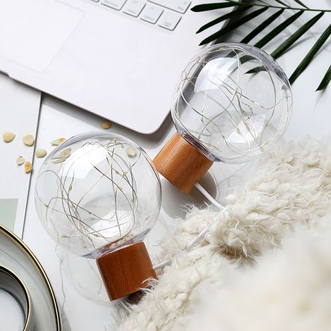 Originale LED-Lampe mit Holzsockel, romantische Leuchte für die Heimdekoration (1/5)