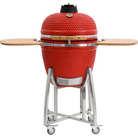 BBQ-Toro Kamado Grill Holzkohlegrill "KURO" Ø 52 cm, Rot, Keramikgrill mit Ablage, Thermometer (1/5)