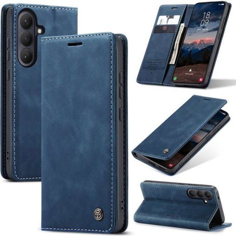 Étui Flip Coque Portefeuille Avec Support Réglable Et Compartiments Cartes Fermeture Magnétique TPU Et Cuir Synthétique Protection Renforcée Bord Surélevé Pour Appareil Photo Bleu ×1 (1/5)