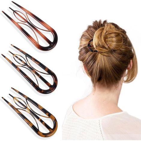 Allecto Plus - Set di 3 fermagli per capelli a forma di U per ragazze e donne - Per capelli fini e spessi - Fermagli a 3 punte - Regalo - Accessori per abbigliamento per bambini. (1/5)