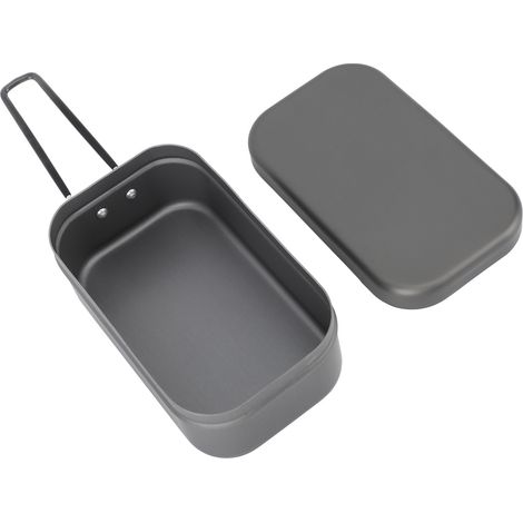 Boîte à lunch pliable en aluminium avec poignée de camping, légère et portable pour la randonnée, idéale comme gourde ou pour les pique-niques (repas vapeur). Boîte à lunch rigide en aluminium. (1/5)