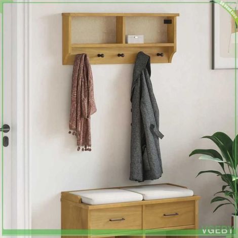 4010470 Porte-manteau mural SANDNES 87x12x35 cm bois massif pin (1/5)