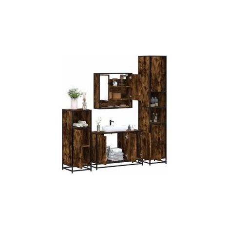 Ensemble meubles salle de bain 4 pcs chêne fumé bois ingénierie (1/5)