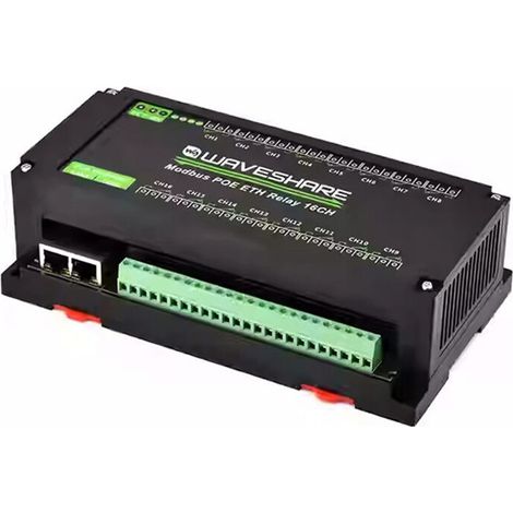 Modulo relè Waveshare a 16 canali Modbus POE ETH, compatibile con i protocolli Modbus RTU/TCP per l'automazione industriale. (1/2)